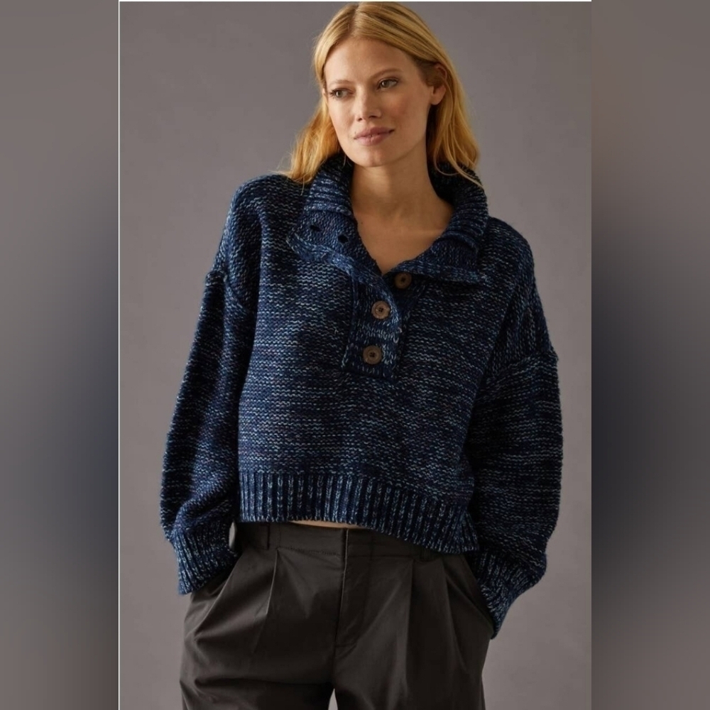 Anthropologie Pilcro Mega Henley Sweater‎ Women's Size LP